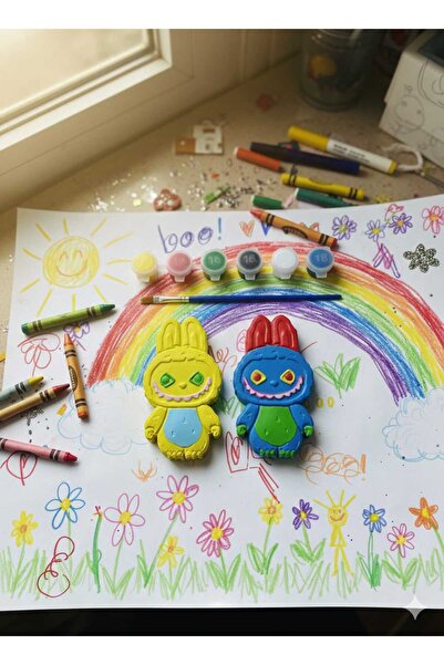 crafts tasarım atölyesi Labubu 2 Li Çocuk Boya 6 Lı Şerit Akrilik boya 3 ml v...