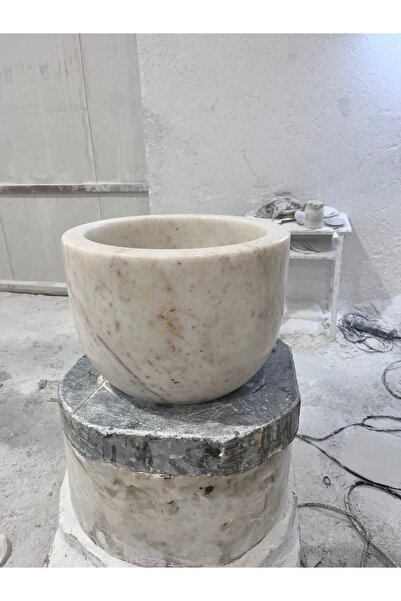 Lotos Mermer sarı yuvarlak kurna, hamam kurnası ,küçük kurna