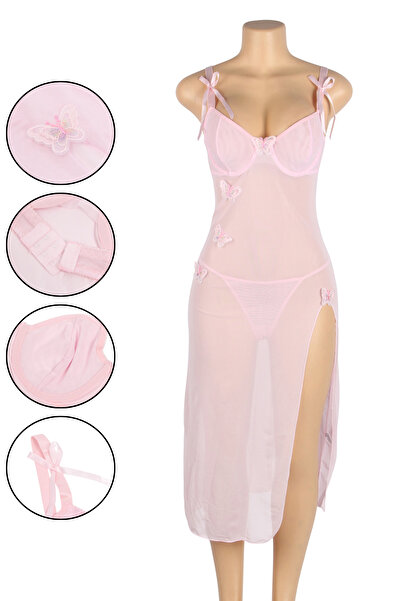 Lingerie and Fashion Style See Through Mesh Butterfly Backless Long Lingerie ...