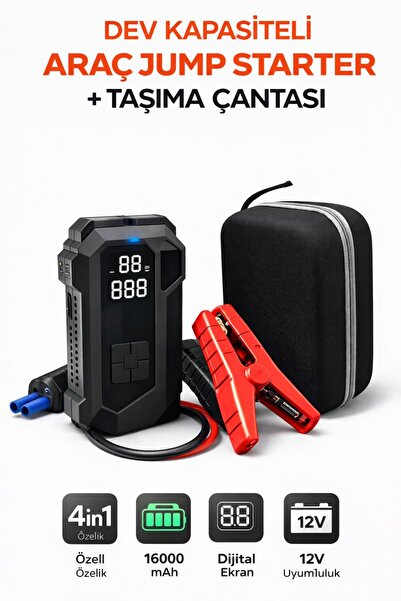 Qifit 16000 mAh Araç Akü Takviye Cihazı | Lastik Şişirme Pompası | Powerbank ...