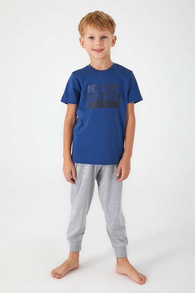 Rolypoly Sea Side Blue Boy's Short Sleeve Pajama Set