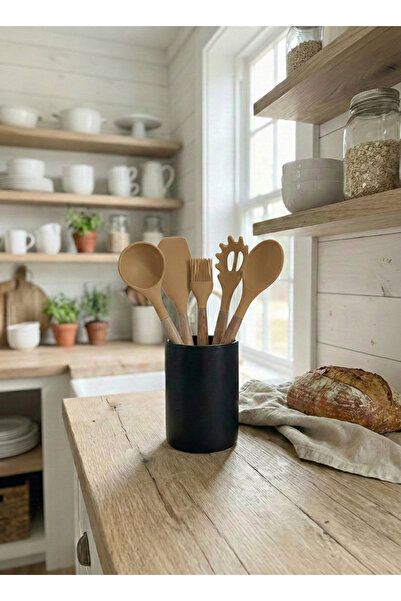 Tiran Natura 5 Parça Bambu Saplı Isıya Dayanıklı Vizon Silikon Mutfak Servis ...