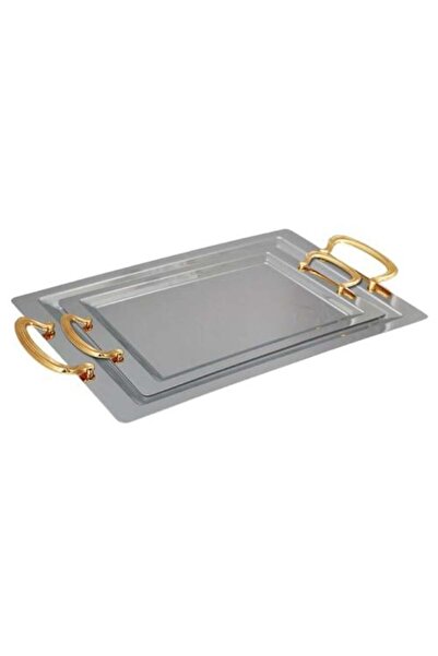 Alsaif Home Stainless Steel Serving Tray Set – Rectangular | Al Saif Home