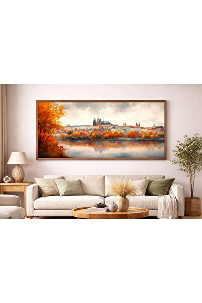 Tuba Decor Tek Parça Gerçek Ahşap Yatay Panorama Çerçeveli Tablo manzara