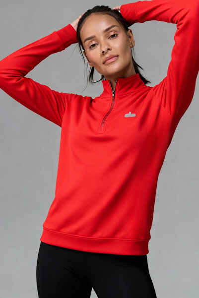 HepsitrentStore Red Half-Zip Collar Comfort Sweatshirt