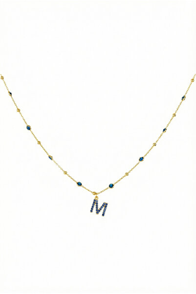 Queen Silver Jewelry 925 ayar gümüş. lacivert zirkon taşlı , toplu zincirli ,...