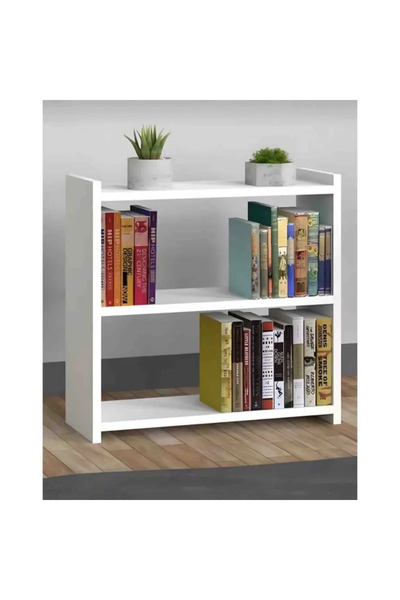 MOBİLYACIM Modern Beyaz 3 Raflı Kitaplık – Minimal Tasarım Çok Amaçlı Raf Üni...