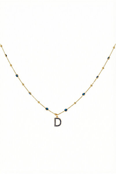 Queen Silver Jewelry 925 ayar gümüş. lacivert zirkon taşlı , toplu zincirli ,...