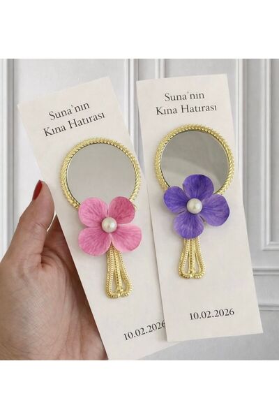 Bianı Tasarım Söz, Nişan, Düğün, Nikah, Kına Çiçek Detay Ayna Hediyelik 10 Adet