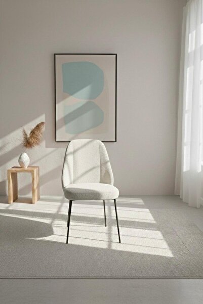 TodekHome Safir 4 Adet Metal Ayaklı Sandalye Babyface Kumaş Mutfak Salon Yeme...