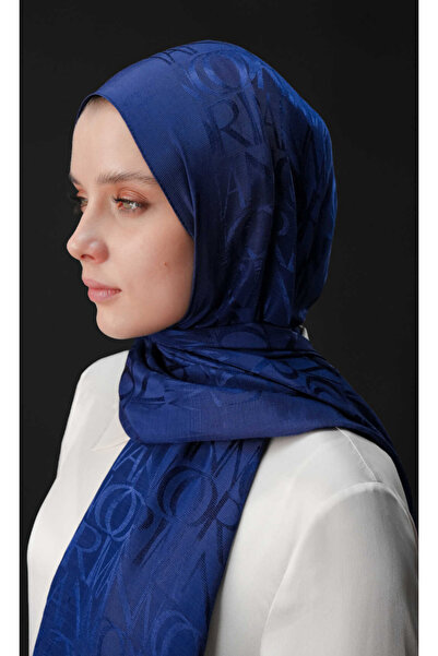 Imannoor MONOGRAM İMZA SHİNY LACİVERT ŞAL