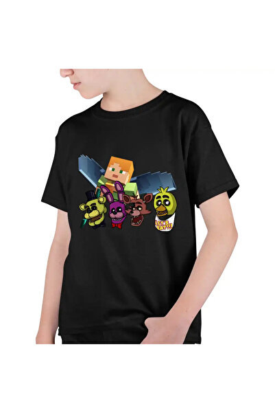 OEM Tricou Copii Baieti Fnaf Minecraft Five Nights at Freddy Horror Halloween