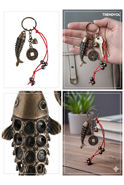 PİRAMİGO سلسلة مفاتيح على شكل سمكة الكوي لجلب الحظ - مغناطيس فنغ شوي للثروة و...