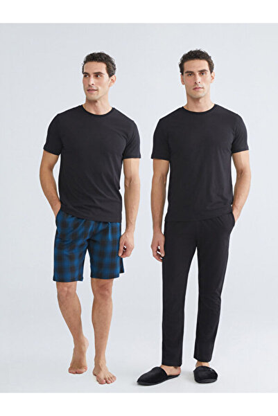 LC Waikiki Rmz Gi̇yi̇m Farkiyla Zero Roba Collar Men's Pajama Set 3-Piece