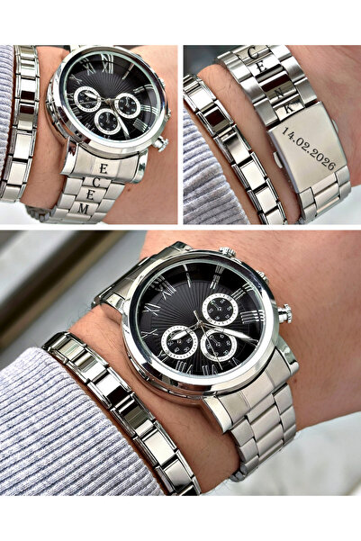 saat&istasyonu İsimli Gümüş Renk Erkek Kol Saati