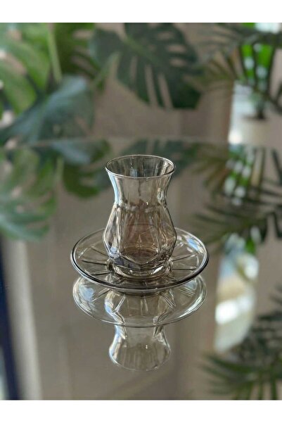 ÇNR Home Collection طقم أكواب زجاجية مدخنة مكون من 12 قطعة لـ 6 أشخاص