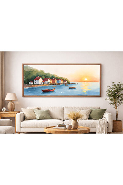 Tuba Decor Tek Parça Gerçek Ahşap Yatay Panorama Çerçeveli Tablo