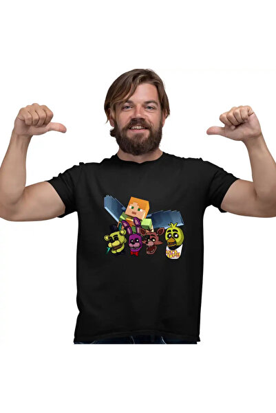 OEM Men's T-shirt Fnaf Minecraft Five Nights at Freddy's Horror Halloween