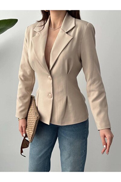 Ekim Store Buttoned Pleated Blazer Jacket