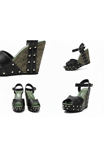 DARUGA Women's High Wedge Heeled Open Back Evening Dress Shoes