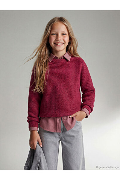 LC Waikiki Rmz Gi̇yi̇m Farkiyla Zero Roba Collar Girls' Knitwear Sweater