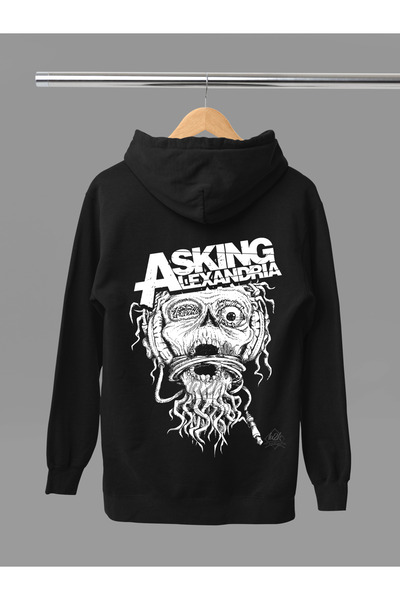 MAGORS سترة روك بقلنسوة من القطن المطبوع بأكمام طويلة وثلاثة خيوط من ASKING A...