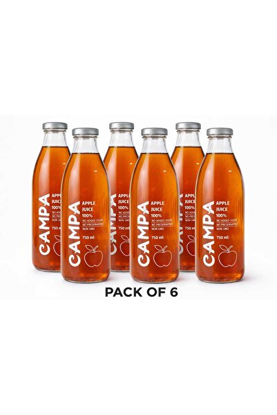 Campa 100% Apple Juice In Glass Bottle 750mlx6,NO ADDED SUGAR,100% NATURAL,NO...