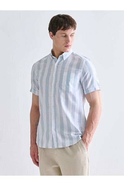 LC Waikiki Regular Fit Short Sleeve Striped Dobby Men's Shirt
