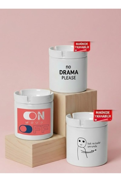 sartre art Set de scrumiere fără miros, lavabile la mașină, 3 piese, Umruma D...