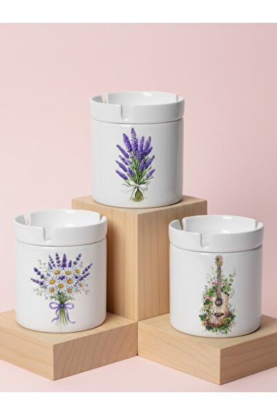 sartre art Lavanta Bahçesi Rüyası 3'lü Kapaklı Kokusuz Küllük Seti – Buket & ...