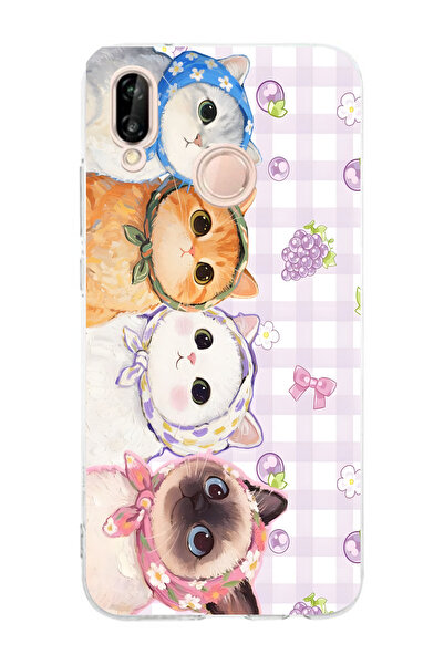 moonset Huawei P20 Lite Uyumlu Baskılı Yumuşak Silikon Şeffaf Telefon Kılıfı