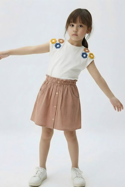 BABY SPORT Devojčički set, pamučna letnja majica i pantalona sa cvetnim uzorkom