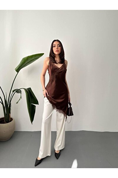 Ekim Store Asymmetrical Ruched Strap Satin Dress