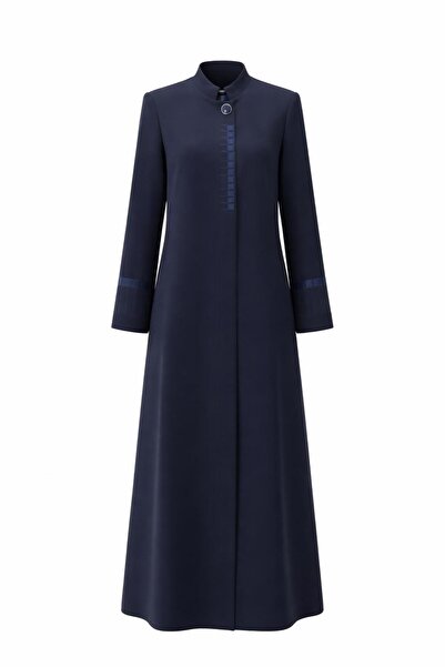 ESİN GİYİM Özel Tasarım Nakış Detaylı Hakim Yaka Büyük Beden Pardesü