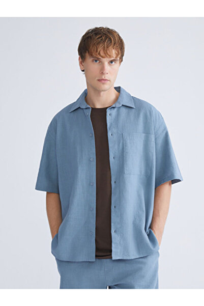 LC Waikiki Comfortable Fit Short Sleeve Linen Look Men's Shirt