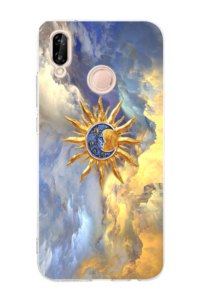 moonset Huawei P20 Lite Uyumlu Baskılı Yumuşak Silikon Şeffaf Telefon Kılıfı