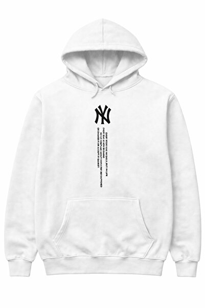 FULL TOLERANCE سويت شيرت بقلنسوة مطبوع عليه نيو يورك عموديًا من مادة قطنية لل...