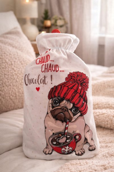 MİNGODAN Peluş Pug Sıcak Su Torbası – Yumuşak Kılıflı Termofor, Karın ve Regl...
