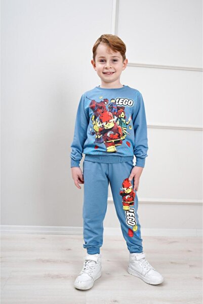 Yağmur Giyim Pjk2İ Leegoo Patterned 2 Thread 100% Cotton Boys' Tracksuit Set ...