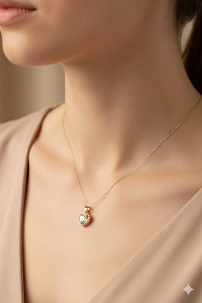 ALLURİNG THE BETTER ONE Zircon Stone Detailed Steel Necklace