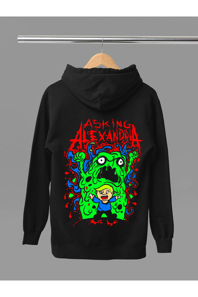 MAGORS سترة روك بقلنسوة من القطن المطبوع بأكمام طويلة وثلاثة خيوط من ASKING A...