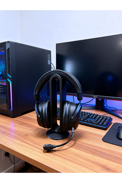 Flay3d Siyah Profesyonel Oyuncu Kulaklık Standı - Modern Elips Tasarım Kulakl...