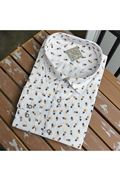 GÖMLEK GALERİSİ Slim Fit Digital Print Patterned Long Sleeve Men's Sports Shirt