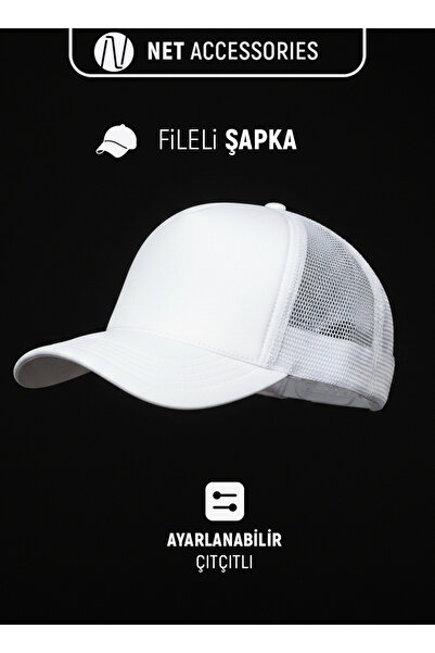 Net Tekstil White Mesh Adjustable Snapback Hat Unisex