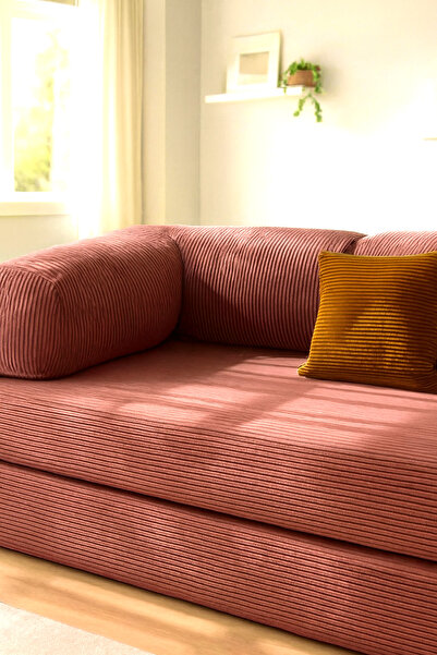 Puftic Safir Modern Tasarım, Çizgili Kadife Kumaş, Tamamen Sünger Koltuk, Kan...