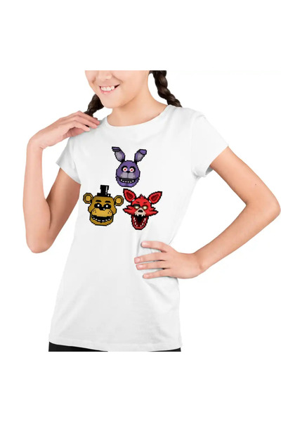 OEM Tricou Copii Fete Fnaf Pixel Art Five Nights at Freddy Horror Halloween