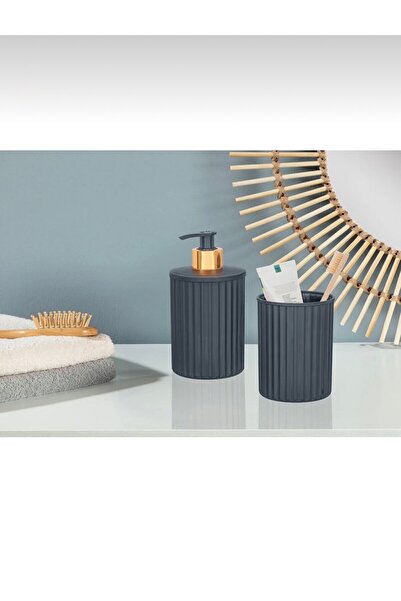 ALY DURU 2-Piece Nostalgia Set Liquid Soap Dispenser Toothbrush Holder Bathro...