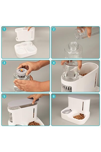 Belle Vous Dozator automat de apă și alimente 2 în 1, 850 ml, funcție gravitațională, 30 x 26 x 22 cm, alb