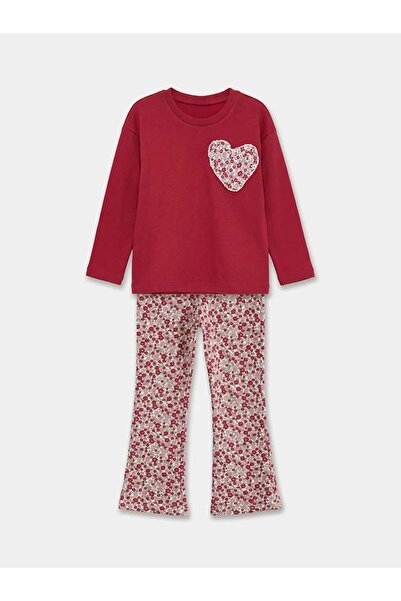 LC Waikiki Floral Patterned Girls' Sweatshirt and Leggings (S6)