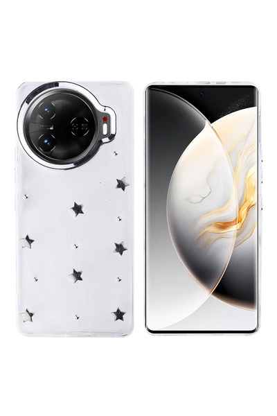 Ceponya جراب لهاتف Tecno Camon 30 Pro 5G بتصميم وسادة هوائية وغطاء عمود شفاف فضي